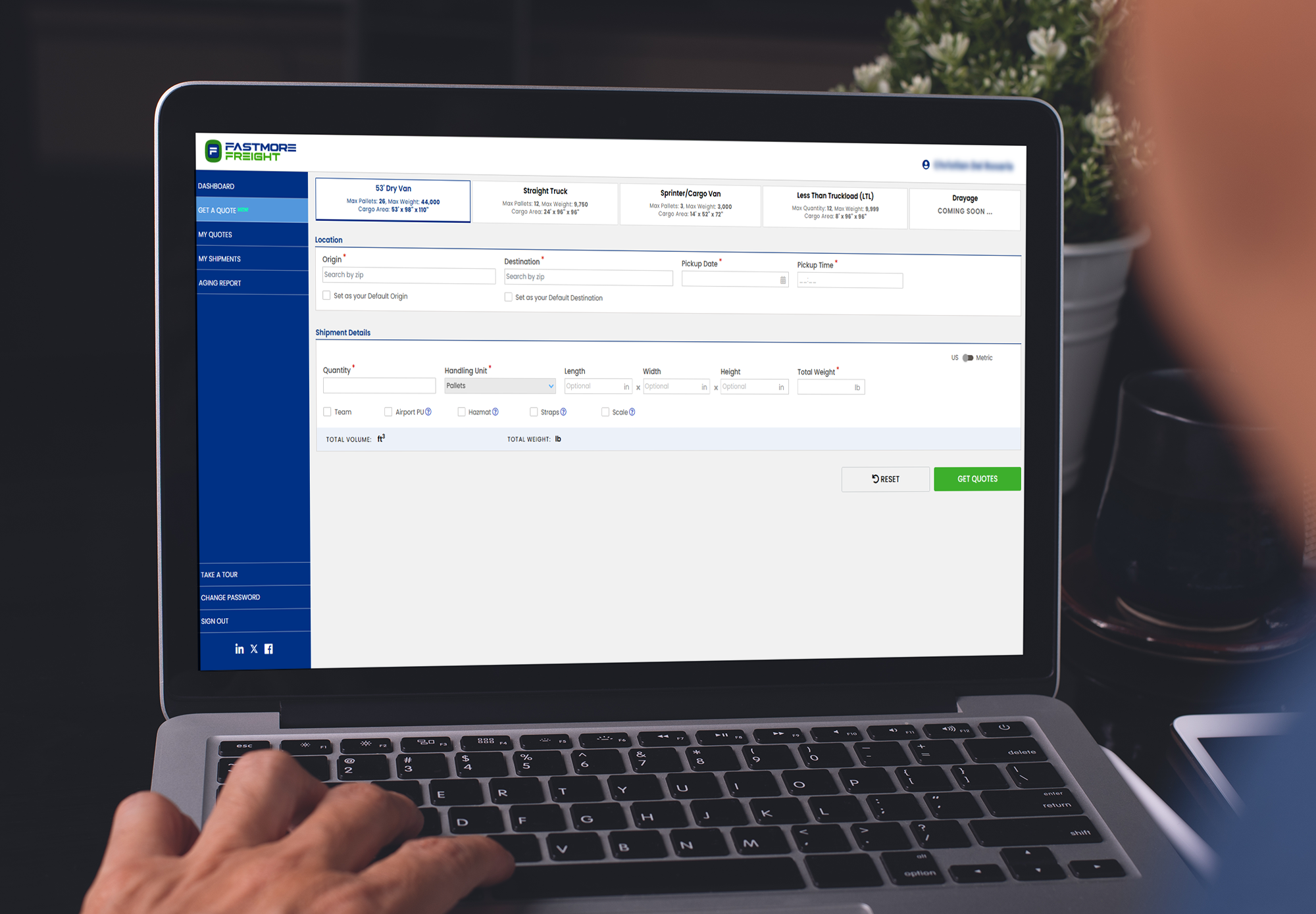 A freight forwarder using FastmoreFreight to ship their inland freight.